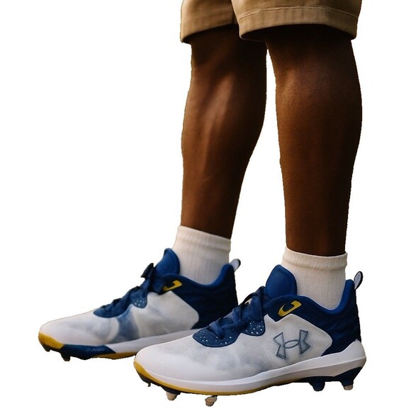 Under Armour Baseball Metal Cleats Mens Size 7.5 Navy Blue Harper 8 Elite New - Picture 1 of 9